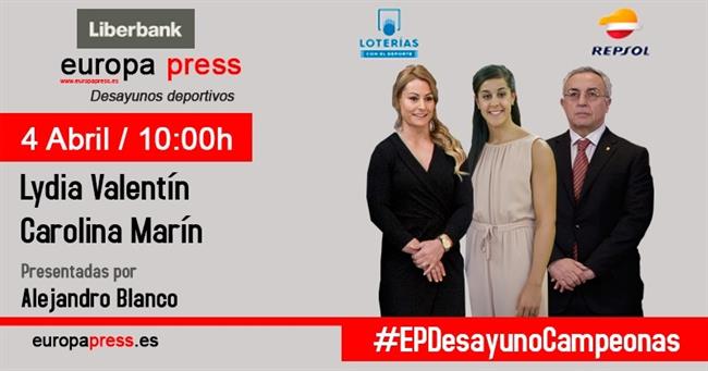 Lydia Valentín y Carolina Marín, con Blanco, en los Desayunos de EP | EUROPA PRESS ep lydia valentincarolina marin con blanco endesayunosep