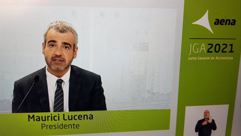 Maurici Lucena, presidente de Aena, en la Junta General de Accionistas 2021. | AENA ep maurici lucena presidente de aena en la junta general de accionistas 2021