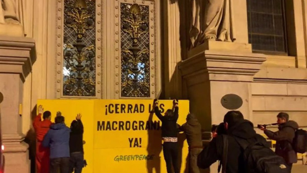 ep activistas de greenpeace bloquean el acceso principal al edificio del ministerio de agricultura
