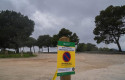 ep archivo   una valla indica la prohibicion del acceso al parque natural de collserola a 12 de