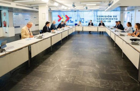 ep el lider del pp pablo casado preside la comision de seguimiento del covid-19 de su partido en