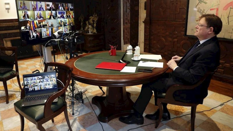 El presidente de la Generalitat valenciana, Ximo Puig, en la reunión con el presidente del Gobierno, Pedro Sánchez, y el resto de responsables autonómicos. | GVA ep el presidente de la generalitat valenciana ximo puig en la reunion con el presidente del gobierno