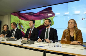 ep el presidente del pp pablo casado junto al secretario general del pp teodoro garcia egea y los