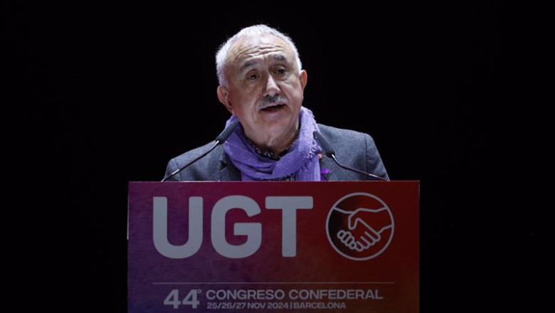 El secretario general de UGT, Pepe Álvarez, interviene durante el 44 Congreso Confederal de UGT, en el Auditorio del Centro de Convenciones Internacionales de Barcelona, a 25 de noviembre de 2024, en Barcelona, Catalunya (España). En el congreso, que se c | Kike Rincón - Europa Press ep el secretario general de ugt pepe alvarez interviene durante el 44 congreso confederal de ugt en