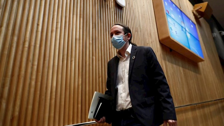 El vicepresidente segundo del Gobierno, Pablo Iglesias, momentos antes de comparecer este jueves en la Comisión para la Reconstrucción Social y Económica del Congreso | Pool ep el vicepresidente segundo del gobierno pablo iglesias momentos antes de comparecer este jueves en