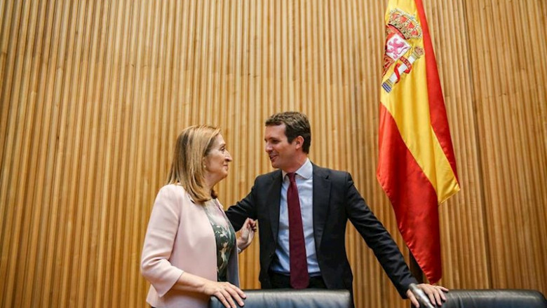ep la presidenta del congres dels diputats ana pastor i el president del pp pablo casado durant una
