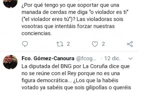 ep tuits del parroco de zas francisco gomez-canoura en los que llama manada de cerdas a las