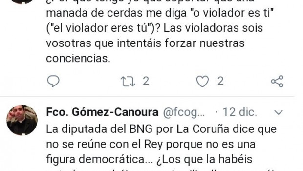 ep tuits del parroco de zas francisco gomez-canoura en los que llama manada de cerdas a las
