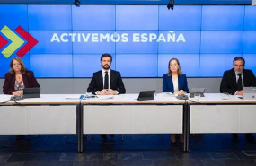 ep el lider del pp pablo casado junto a elvira rodriguez ana pastor y enrique lopez que coordinaran