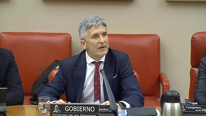El ministro del Interior, Fernando Grande-Marlaska, en su comparecencia en la Comisión de Interior del Congreso para presentar las líneas de su Departamento | CONGRESO DE LOS DIPUTADOS ep el ministro del interior fernando grande-marlaska en su comparecencia en la comision de interior