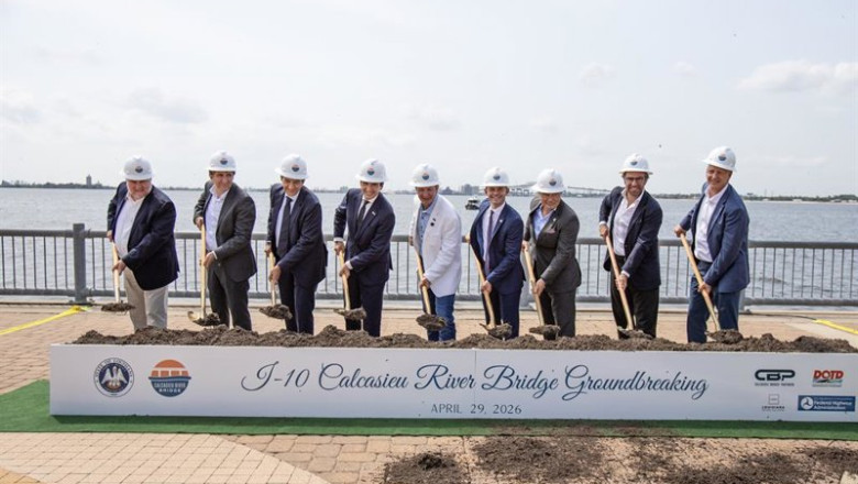 ep inicio de las obras del puente sobre el rio calcasieu en luisiana eeuu