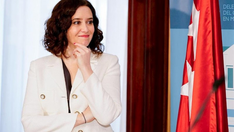 La presidenta de la Comunidad de Madrid, Isabel Díaz Ayuso, durante la toma de posesión del nuevodelegado del Gobierno en Madrid, José Manuel Franco. | COMUNIDAD DE MADRID ep la presidenta de la comunidad de madrid isabel diaz ayuso durante la toma de posesion del