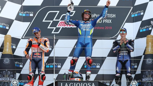 ep 25 august 2019 england towcester second-placed spanish motorcycle racer marc marquez of repsol