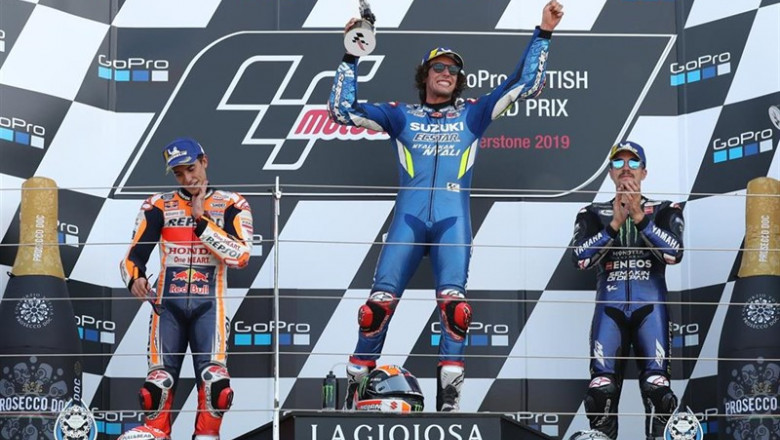 ep 25 august 2019 england towcester second-placed spanish motorcycle racer marc marquez of repsol