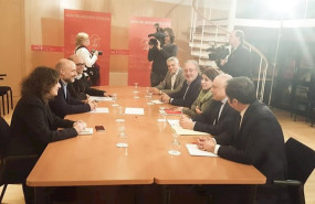ep adriana lastra y nestor rego encabezan una reunion del psoe y del bng