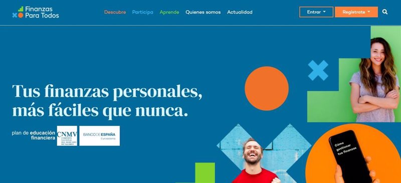 ep captura de pantalla de la web wwwfinanzasparatodoses del plan de educacion financiera promovido