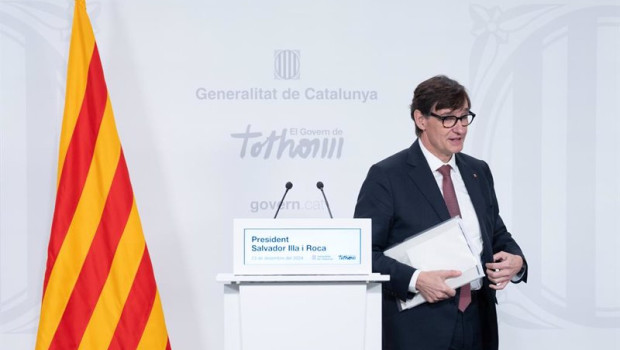 ep el presidente de la generalitat de cataluna salvador illa durante una rueda de prensa tras la