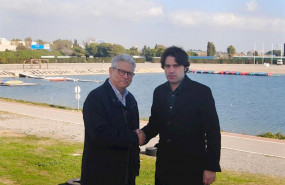 ep el presidente de la volta a catalunya rubn peris con el director del canal olimpic de catalunya