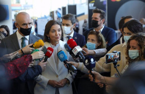 ep la ministra reyes maroto atiende a los medios antes de la clausura del tis2021