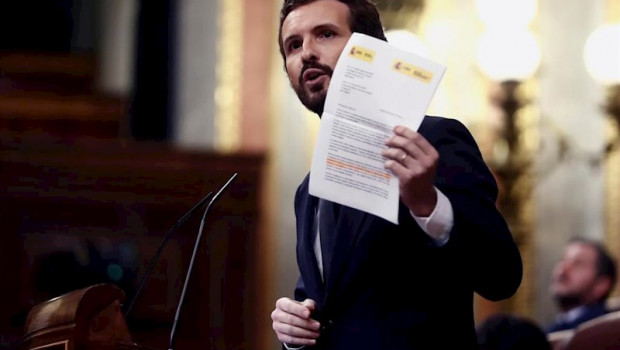 ep el lider del pp pablo casado durante su comparecencia en el pleno celebrado este miercoles en el