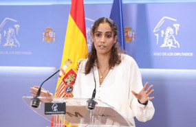 ep la diputada de sumar tesh sidi durante una rueda de prensa en el congreso de los diputados a 28