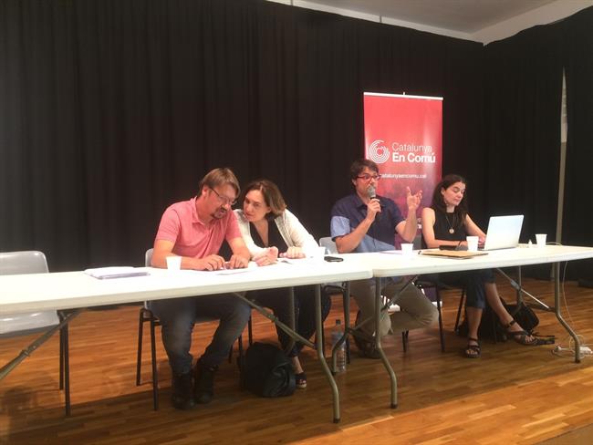Xavier Domènech, Ada Colau y Xavi Matilla en la Coordinadora Nacional de CatComú. | EUROPA PRESS ep xavier domnech ada colauxavi matillala coordinadora nacionalcatcomu
