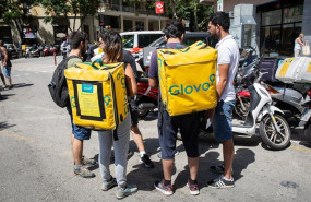 ep algunoslos trabajadoresla companiacomidadomicilio glovo duranteconcentracionprotestarsus condiciones laborales