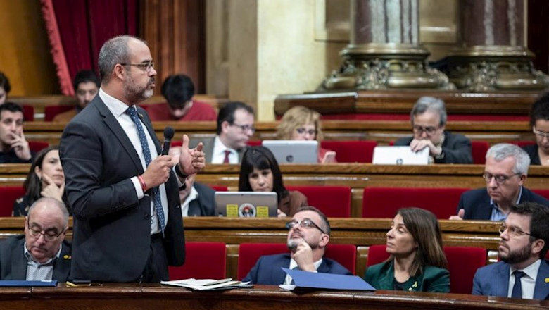 ep el conseller de interior de la generalitat miquel buch interviene durante una sesion plenaria del