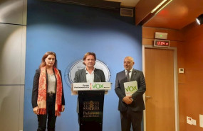 ep el portavoz parlamentario de vox baleares jorge campos acompanado del resto de diputados de la
