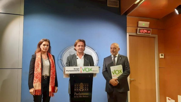ep el portavoz parlamentario de vox baleares jorge campos acompanado del resto de diputados de la