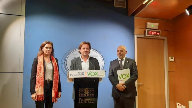 ep el portavoz parlamentario de vox baleares jorge campos acompanado del resto de diputados de la