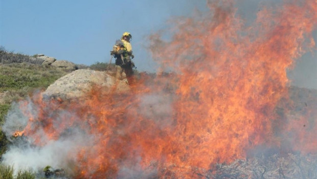 ep imagenun bomberotrataapagar llamaslos incendios forestalesmirafloresla granja segovia