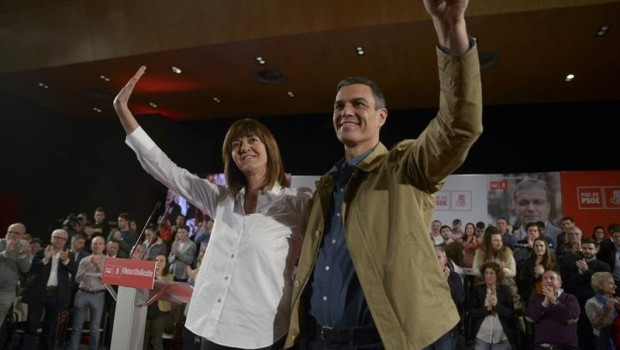 ep la secretaria general del pse-ee idoia mendia en un acto con el presidente del gobierno en