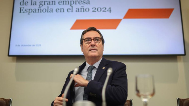 El presidente de CEOE, Antonio Garamendi; durante la presentación de la 3ª edición del informe 'Cash Flow Social agregado de la gran empresa española en el año 2024', en la sede de la Fundación CEOE, a 9 de diciembre de 2025, en Madrid (España). | Alejandro Martínez Vélez - Europa Press ep el presidente de ceoe antonio garamendi durante la presentacion de la 3 edicion del informe cash
