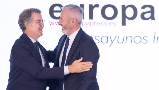 ep el presidente del pp alberto nunez feijoo y el presidente del gobierno de aragon jorge azcon se