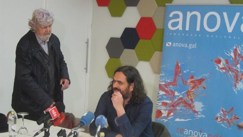 El histórico nacionalista Xosé Manuel Beiras y el portavoz de Anova, Antón Sánchez, en una rueda de prensa. | EUROPA PRESS - Archivo ep el historico nacionalista xose manuel beiras y el portavoz de anova anton sanchez en una rueda de