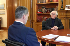 ep el rey felipe vi i durante una reunion con el ministro de universidades manuel castells d para