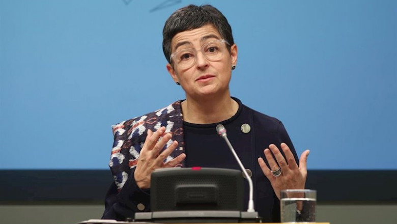ep la ministra de asuntos exteriores union europea y cooperacion arancha gonzalez laya en rueda de