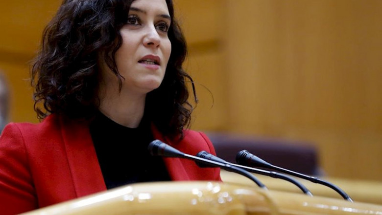 La presidenta de la Comunidad de Madrid, Isabel Díaz Ayuso, durante su intervención en la sesión de la Comisión General de Comunidades Autónomas celebrada en el Senado | Pool ep la presidenta de la comunidad de madrid isabel diaz ayuso durante su intervencion en la sesion de