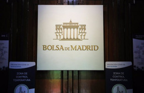 ep logo de la bolsa de madrid en el interior del palacio de la bolsa ibex 35
