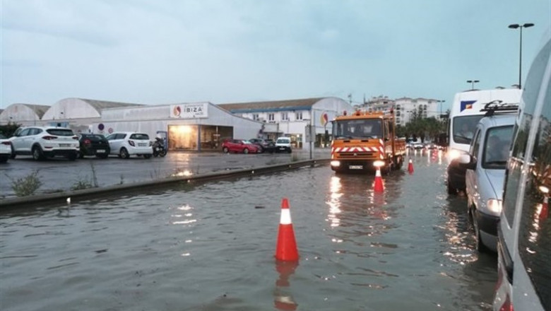 ep una calle inundada en ibiza esta manana