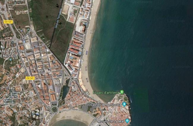 Vista aérea de una playa de Peñíscola | GOOGLE MAPS ep vista aereauna playapeniscola