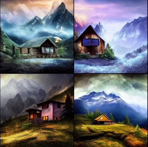 house in mountains  fantasy picture 