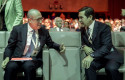 ep el ceo de bbva onur gen i y el presidente de bbva carlos torres d conversan durante la iii
