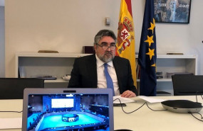 ep el ministro de cultura y deporte jose manuel rodriguez uribes durante una reunion telematica
