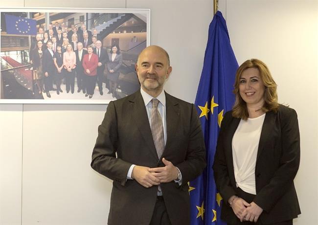 Susana Díaz y el comisario de Asuntos Económicos, Pierre Moscovici | EUROPA PRESS/JUNTA ep susana diazcomisarioasuntos economicos pierre moscovici