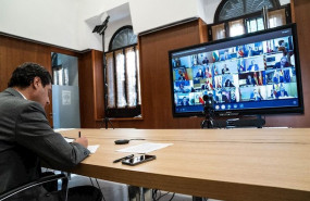 ep el presidente de la junta de andalucia juanma moreno participa por via telematica en la octava