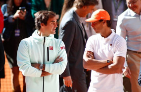 ep los tenistas rafael nadalroger federer asistenactohomenaje celebradohonortenista david ferrermutua madrid open 2019