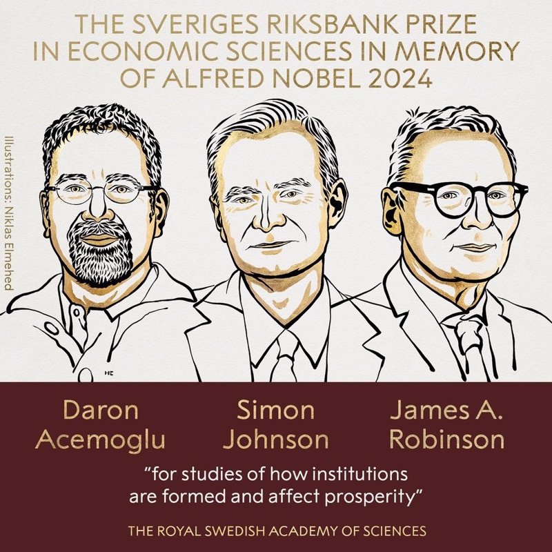 Los economistas Acemoglu, Johnson y Robinson ganan el premio Nobel de Economía de 2024