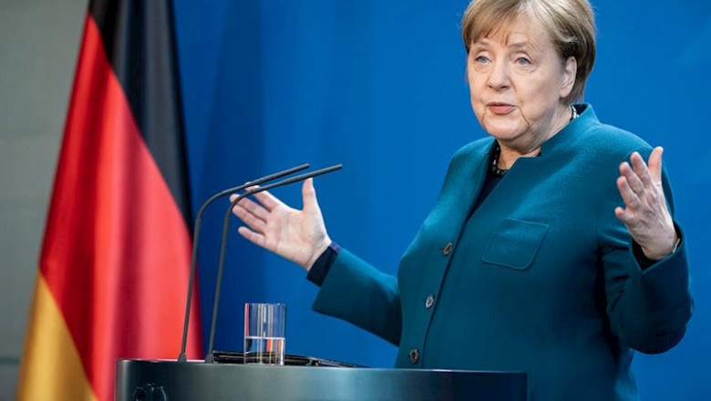ep 22 march 2020 berlin german chancellor angela merkel speaks during a press statement after a